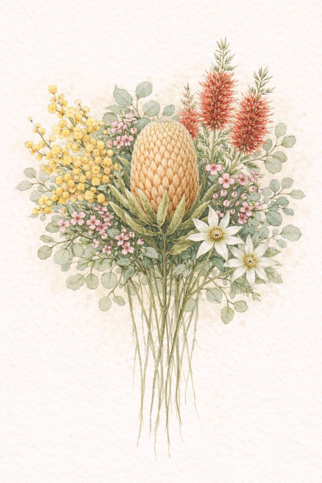 Australian Native Birth Flower Bouquet Art Print