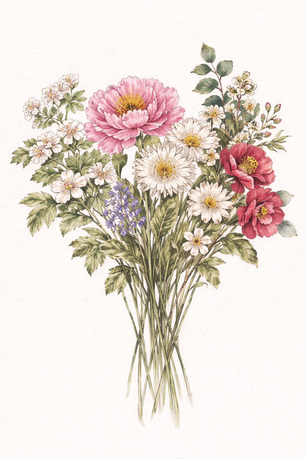 Traditional Birth Flower Bouquet Print